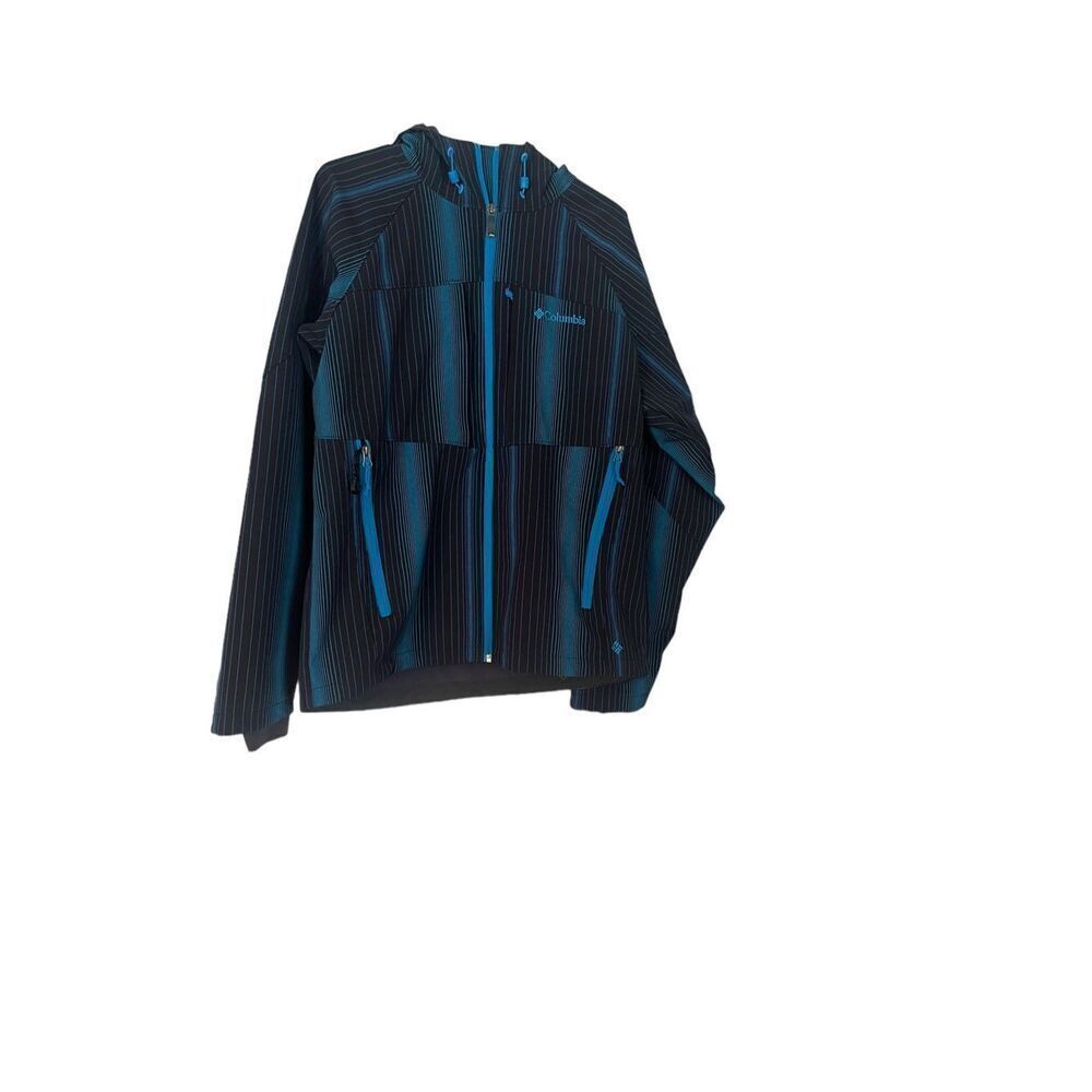 Columbia Mens Black & Blue Pinstriped Full Zip Hooded Jacket Size Large snowboar